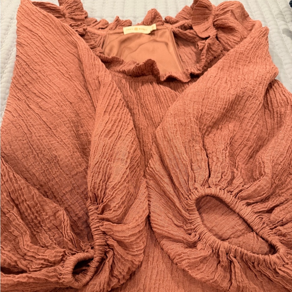 Tory Burch Terracotta Textured Blouse